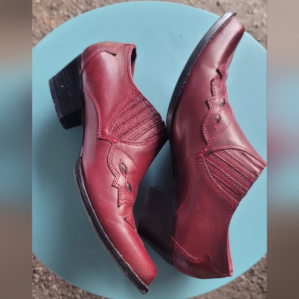 SOLD Reba Red Ankle Booties Cowboy boots - Picture 1 of 7